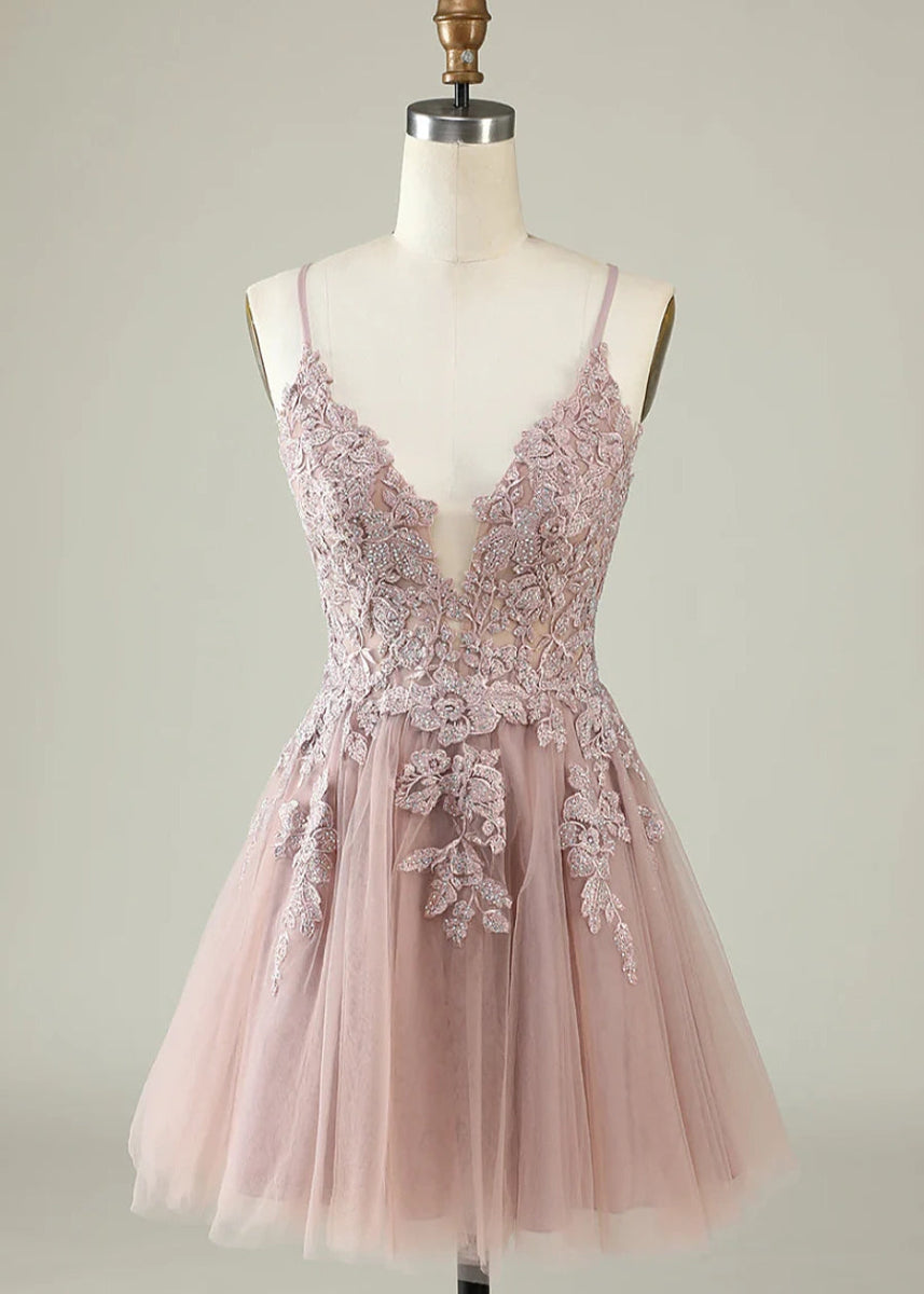 Bellona | Homecoming Dresses in Dusty Blue, Blush +3 Colors – Shop Now! - Dusty Rose - PromDressClub