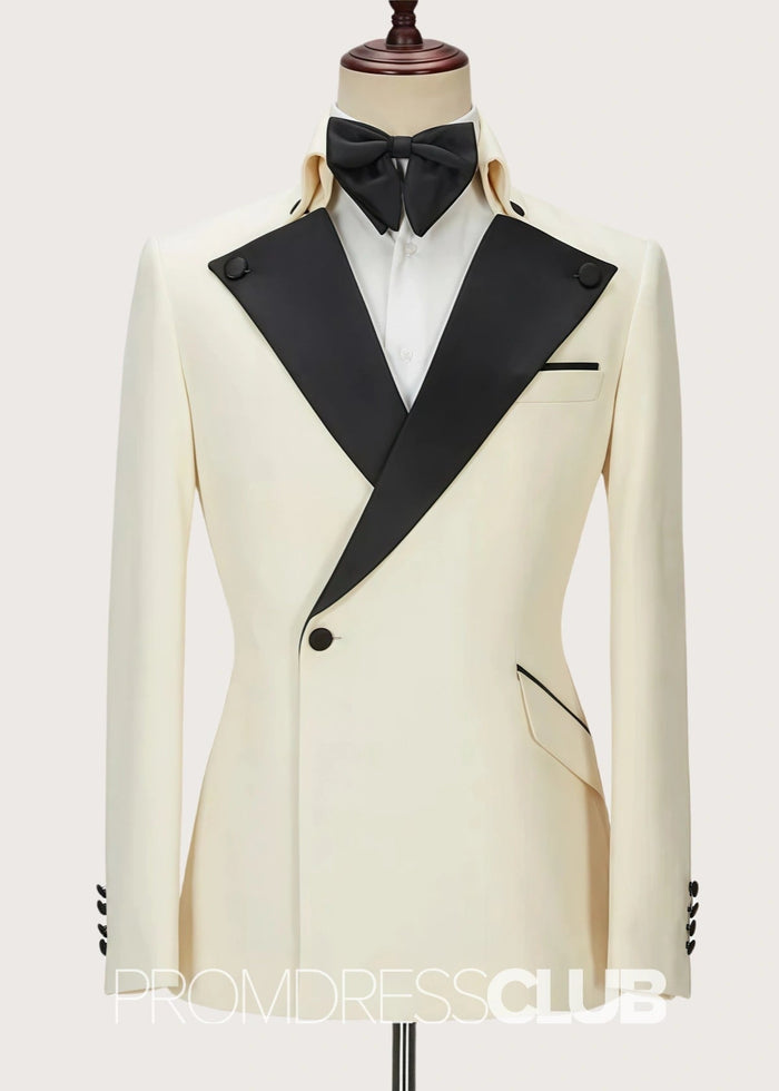 Benjamin |Off White Prom Suits For Men With Fit One Button Stylish |Two Pieces Bespoke Men Suits - Price #price_variant_lowest# - 34 - PromDressClub