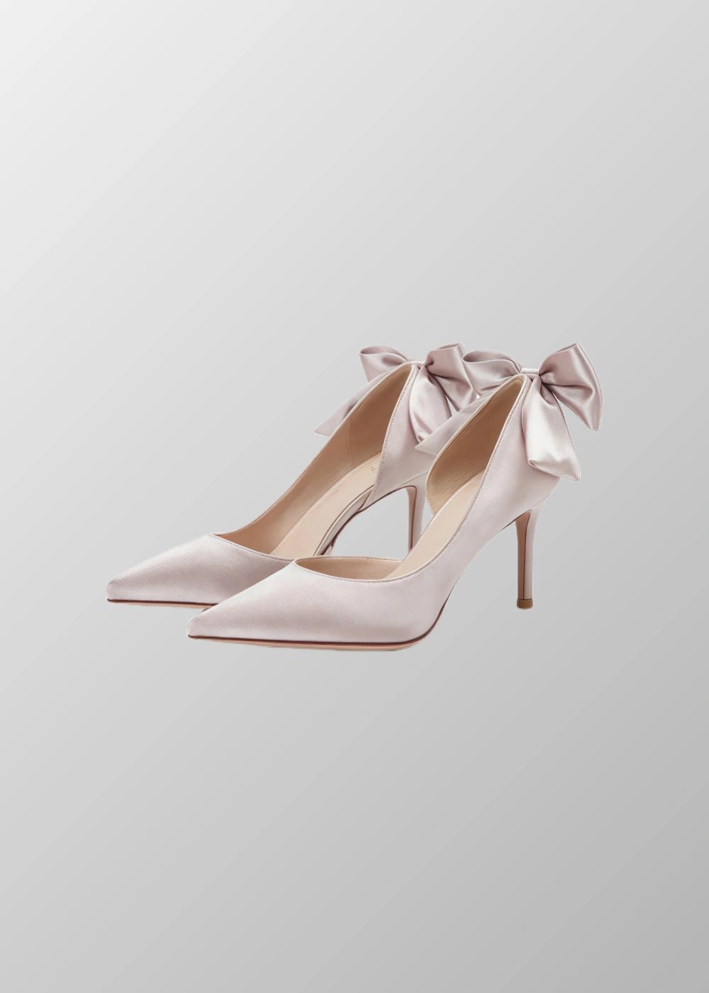 Blush Pink and White Stiletto Satin Bow Heels with Captivating for Every Elegant Affair - Blush - PromDressClub