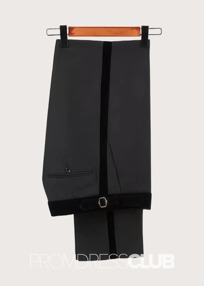 Brook |Black Prom Suits For Men With Velvet Lapel Double Breasted Belt Leopard Black Jacquard - Price #price_variant_lowest# - 34 - PromDressClub