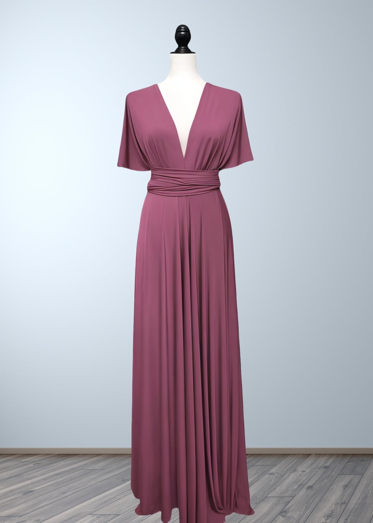 Cecilia | Simple Multiway Convertible Dusty Rose Chiffon Maxi Bridesmaid Dress with Infinity - Dusty Rose - PROMDRESS Club