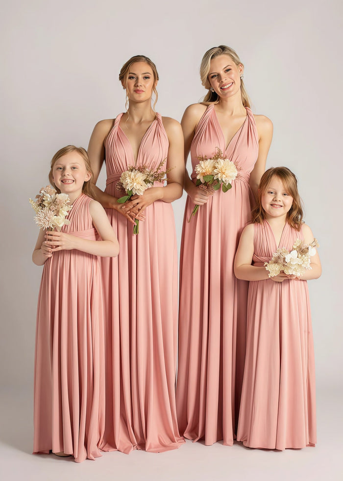 Celeste | Maurine Blush Convertible Chiffon Maxi Bridesmaid Dress with Multiway Infinity - Price #price_variant_lowest# - Blush - PromDressClub