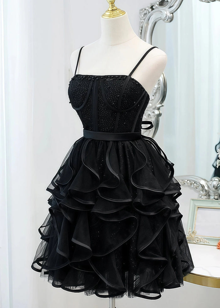 Celosia | Shine in a Black Corset Homecoming Dress: Beaded Glamour, Perfect Fit - Black - PromDressClub