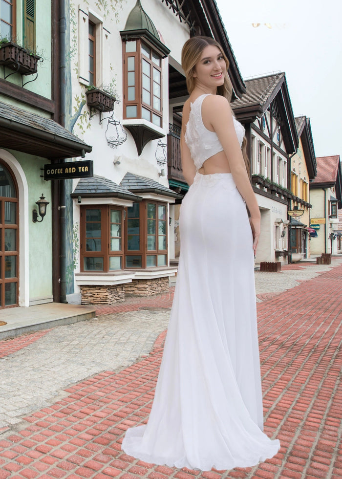 Cheryl | Long White Prom Dress Sequins With Mermaid One Shoulder 3D Appliques - White - PromDressClub