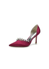 Chic Satin Heels with Pearls: Elevate Your Style with Pointed Toe Heels Color Burgundy