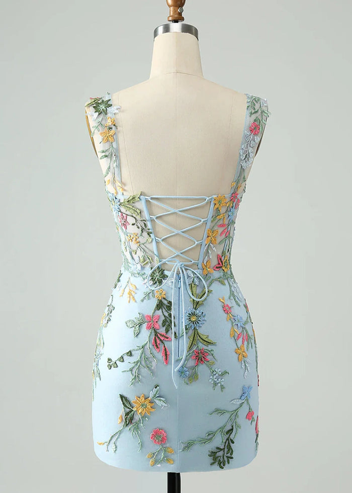 Dagnija | Transform Your Homecoming Look with This Stunning Blue Dress - Light Blue Floral - PromDressClub