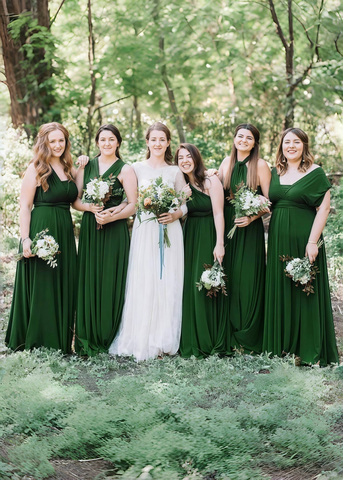 Deirdre | Epitome of Allure Infinity Emerald Green Chiffon Maxi Bridesmaid Dress with Multiway Convertibl - Emerald Green - PROMDRESS Club