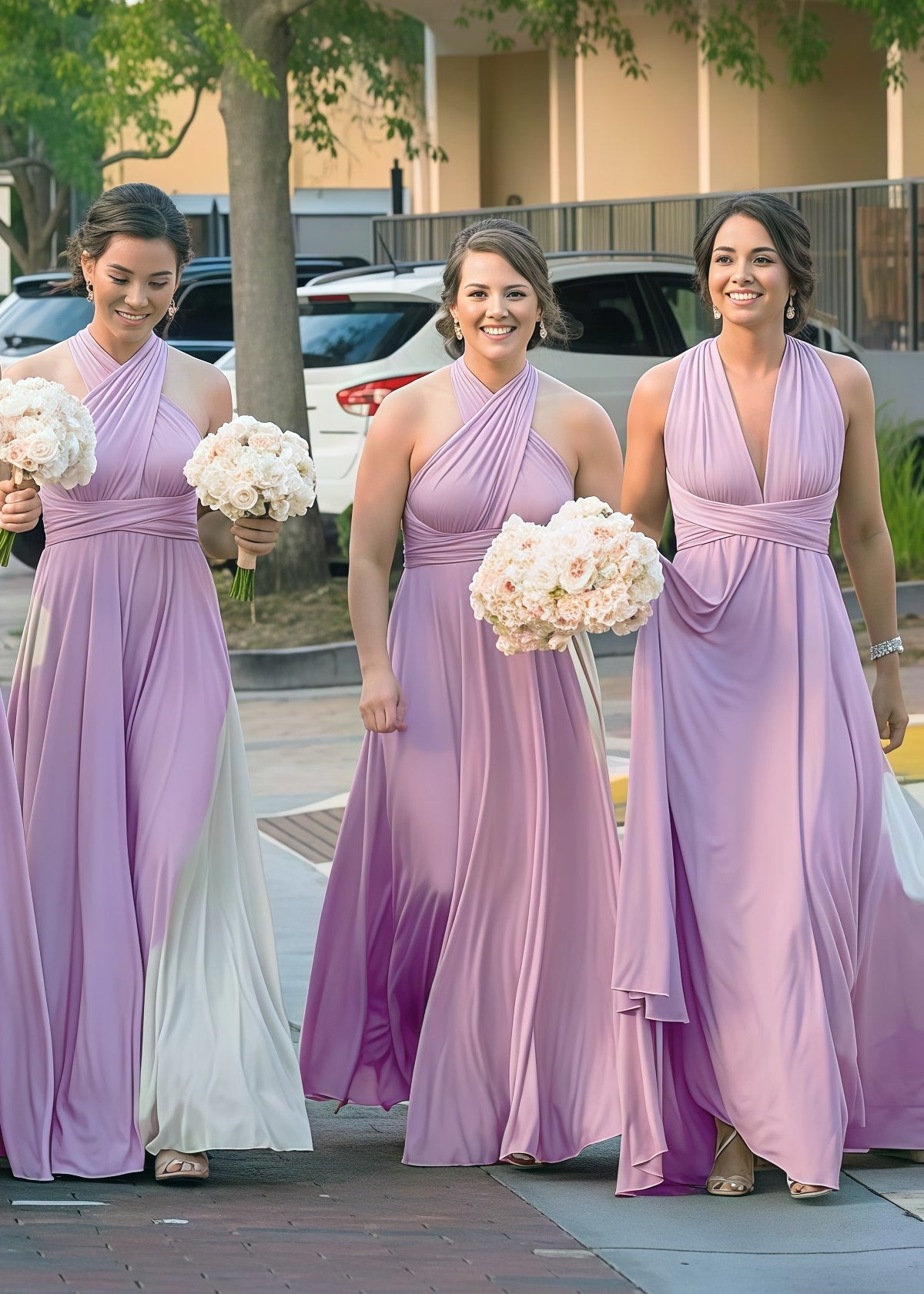 Denise | Epitome of Allure Infinity Lavender Chiffon Maxi Bridesmaid Dress with Multiway Convertible - Lavender - PROMDRESS Club