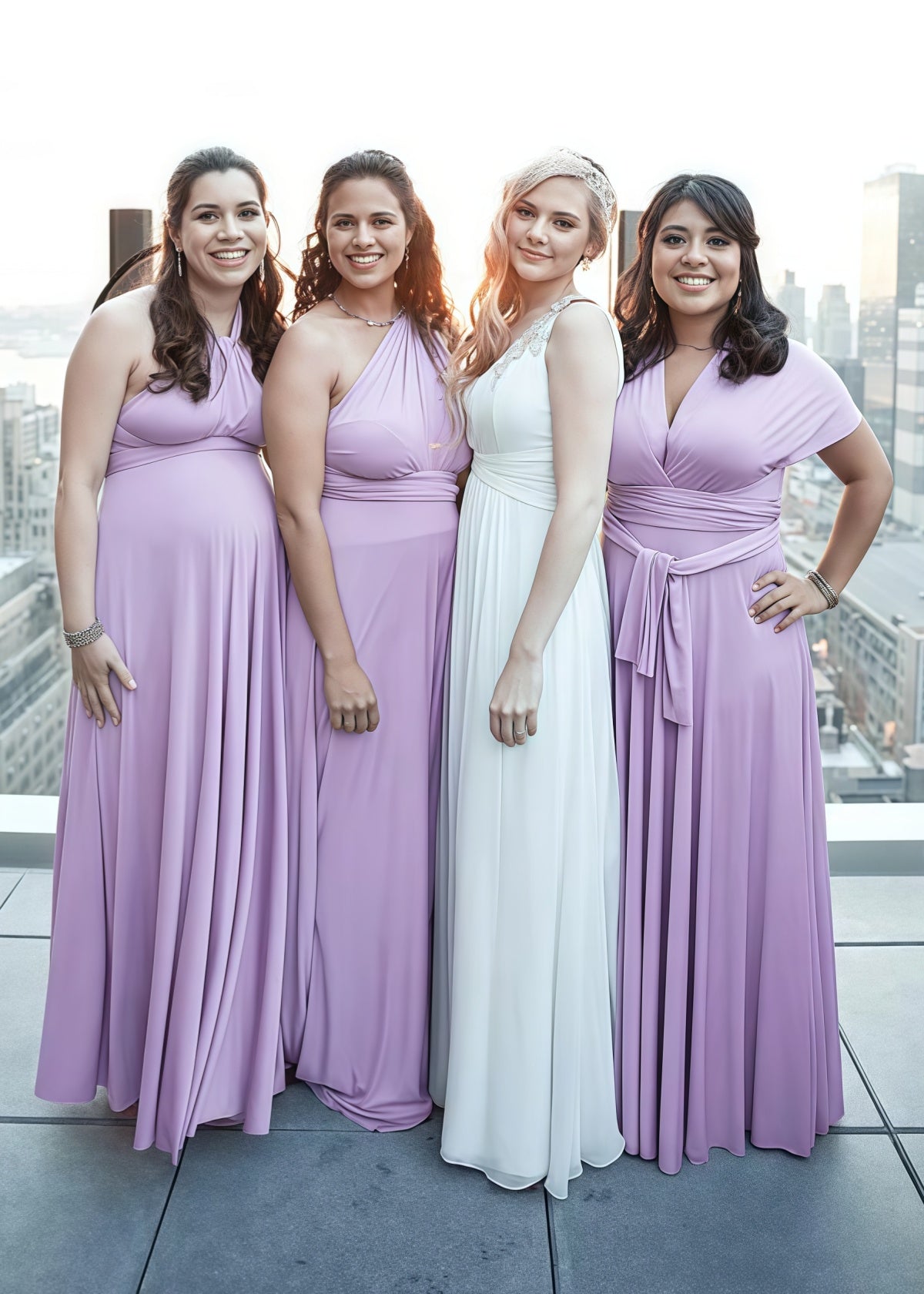 Denise | Epitome of Allure Infinity Lavender Chiffon Maxi Bridesmaid Dress with Multiway Convertible - Lavender - PROMDRESS Club