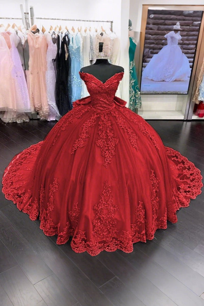 Diana | Sage Green Quinceanera Dresses with Bow - Available in Red, Royal Blue, Black & Navy Blue - Red - PromDressClub