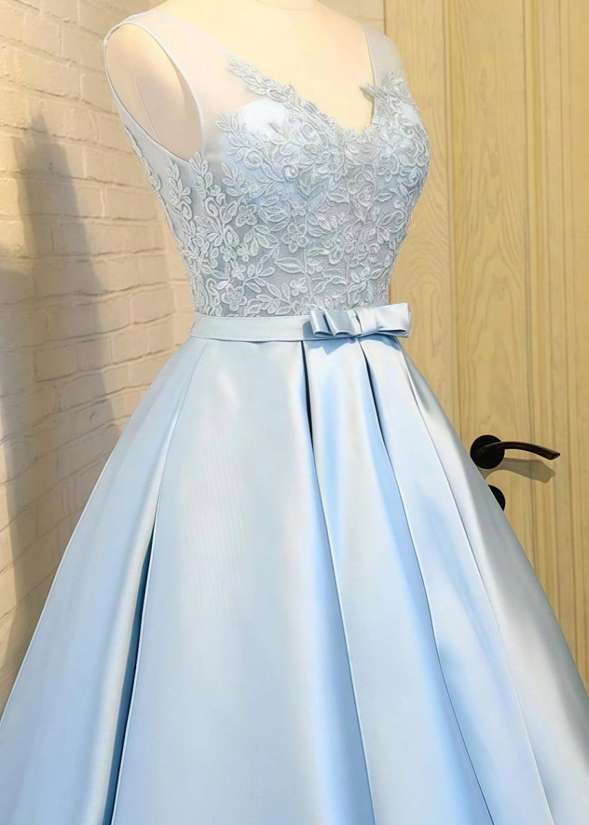 Diorbhail | Sparkle at Homecoming: Stunning Blue Satin Dresses That Wow - Light Blue - PromDressClub