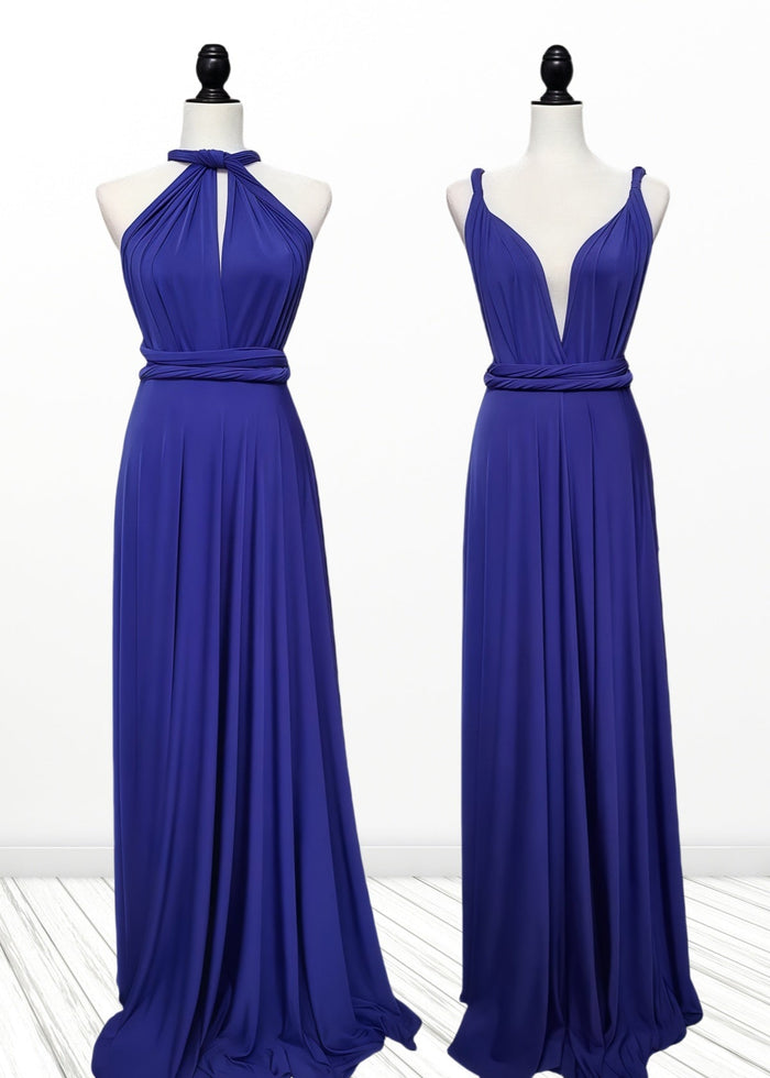 Dolores | Immensely Glam Multiway Infinity Indigo Blue Chiffon Maxi Bridesmaid Dress with Convertible - Price #price_variant_lowest# - Dark Blue - PromDressClub