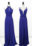 Dolores | Immensely Glam Multiway Infinity Indigo Blue Chiffon Maxi Bridesmaid Dress with Convertible - Dark Blue - PROMDRESS Club