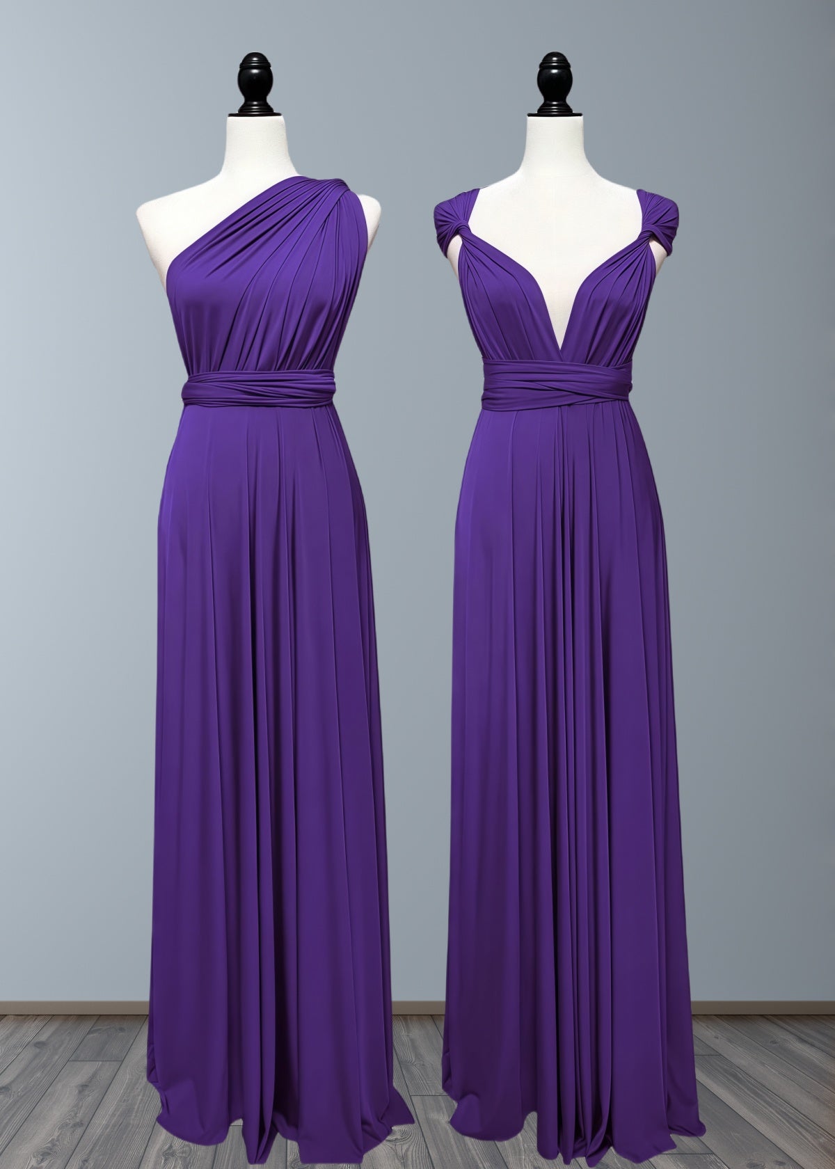 Dominic | Truly a Beauty Infinity Purple Chiffon Maxi Bridesmaid Dress with Multiway Convertible - Purple - PROMDRESS Club