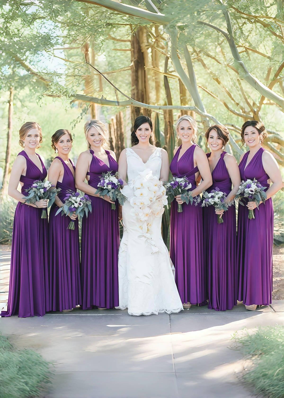 Dominic | Truly a Beauty Infinity Purple Chiffon Maxi Bridesmaid Dress with Multiway Convertible - Purple - PROMDRESS Club