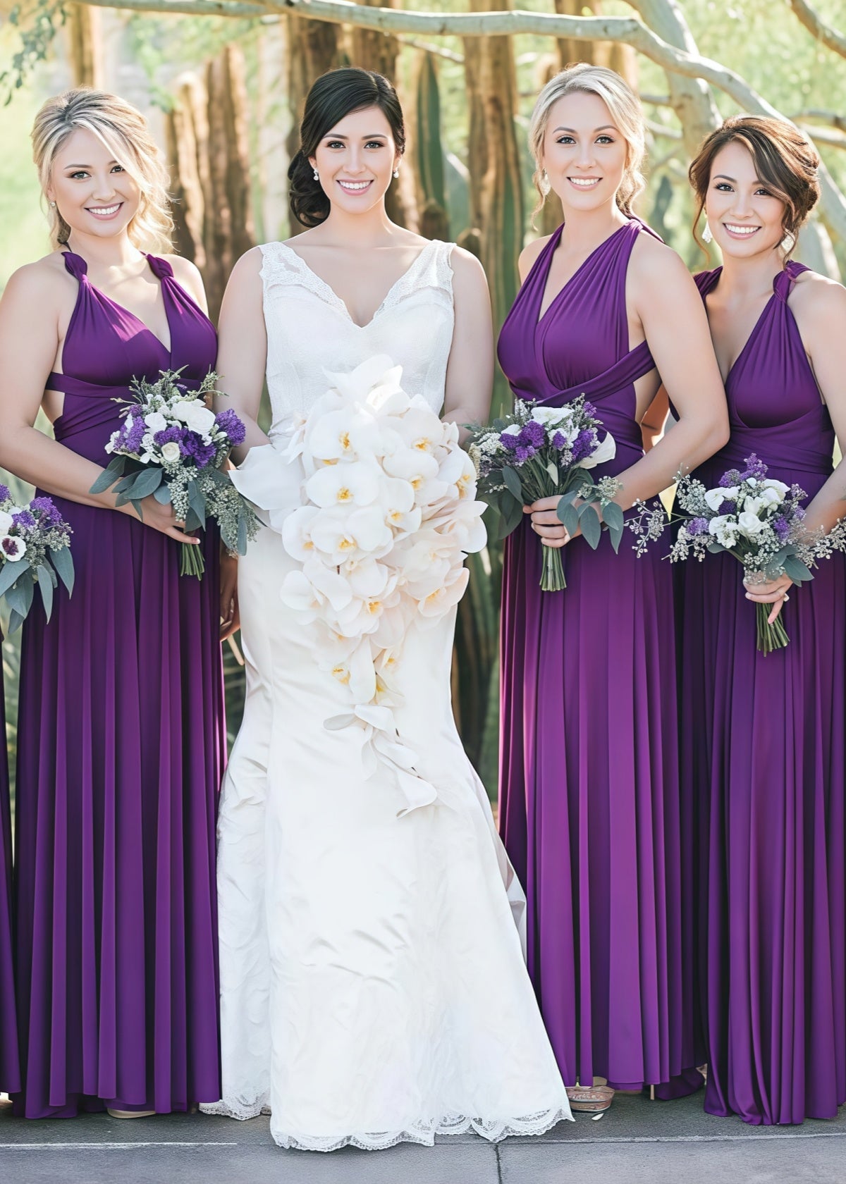 Dominic | Truly a Beauty Infinity Purple Chiffon Maxi Bridesmaid Dress with Multiway Convertible - Purple - PROMDRESS Club