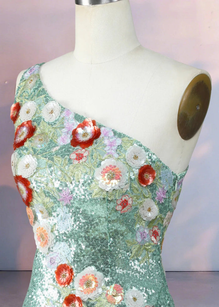 Dondola | Get Noticed in This Black Floral Homecoming Dress with Sequins - Sage Floral - PromDressClub