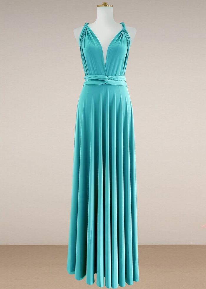 Dora | Loving Fate Infinity Aqua Chiffon Maxi Bridesmaid Dress with Multiway Convertible - Price #price_variant_lowest# - Aqua - PromDressClub