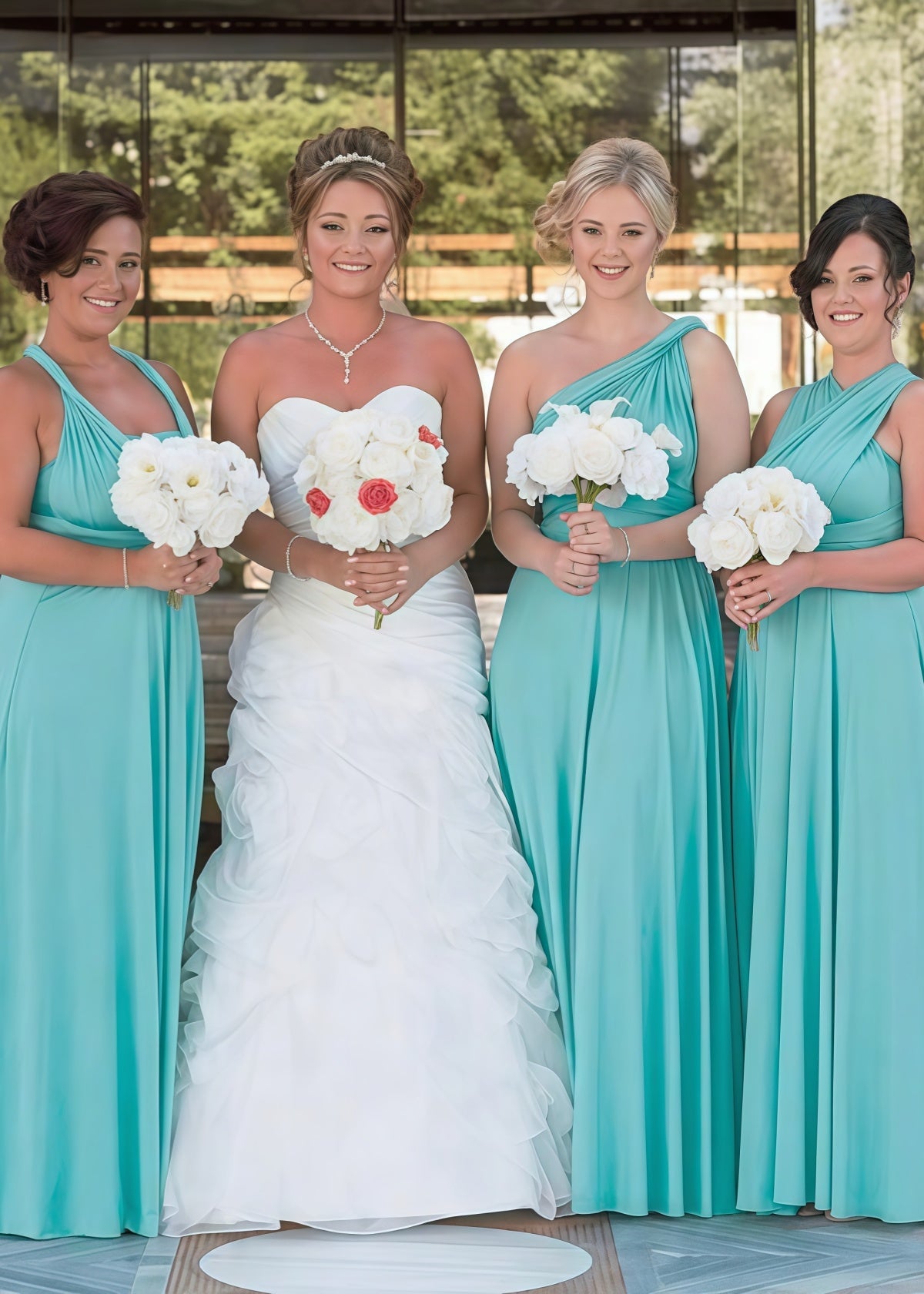 Dora | Loving Fate Infinity Aqua Chiffon Maxi Bridesmaid Dress with Multiway Convertible - Aqua - PROMDRESS Club