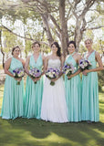 Dora | Loving Fate Infinity Aqua Chiffon Maxi Bridesmaid Dress with Multiway Convertible - Aqua - PROMDRESS Club