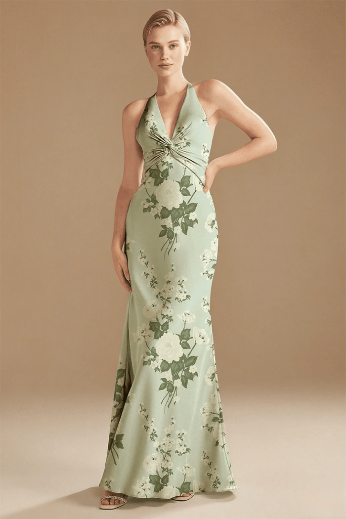 Elegant Blue Floral Bridesmaid Dresses for Any Wedding Scene—Timeless Style & Comfort - Sage Floral - PromDressClub