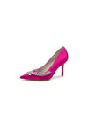 Elegant Pointed Toe Satin High Heels - Black Stiletto High Heel Pumps Boots for Every Glamorous Occasion Color Fuchsia