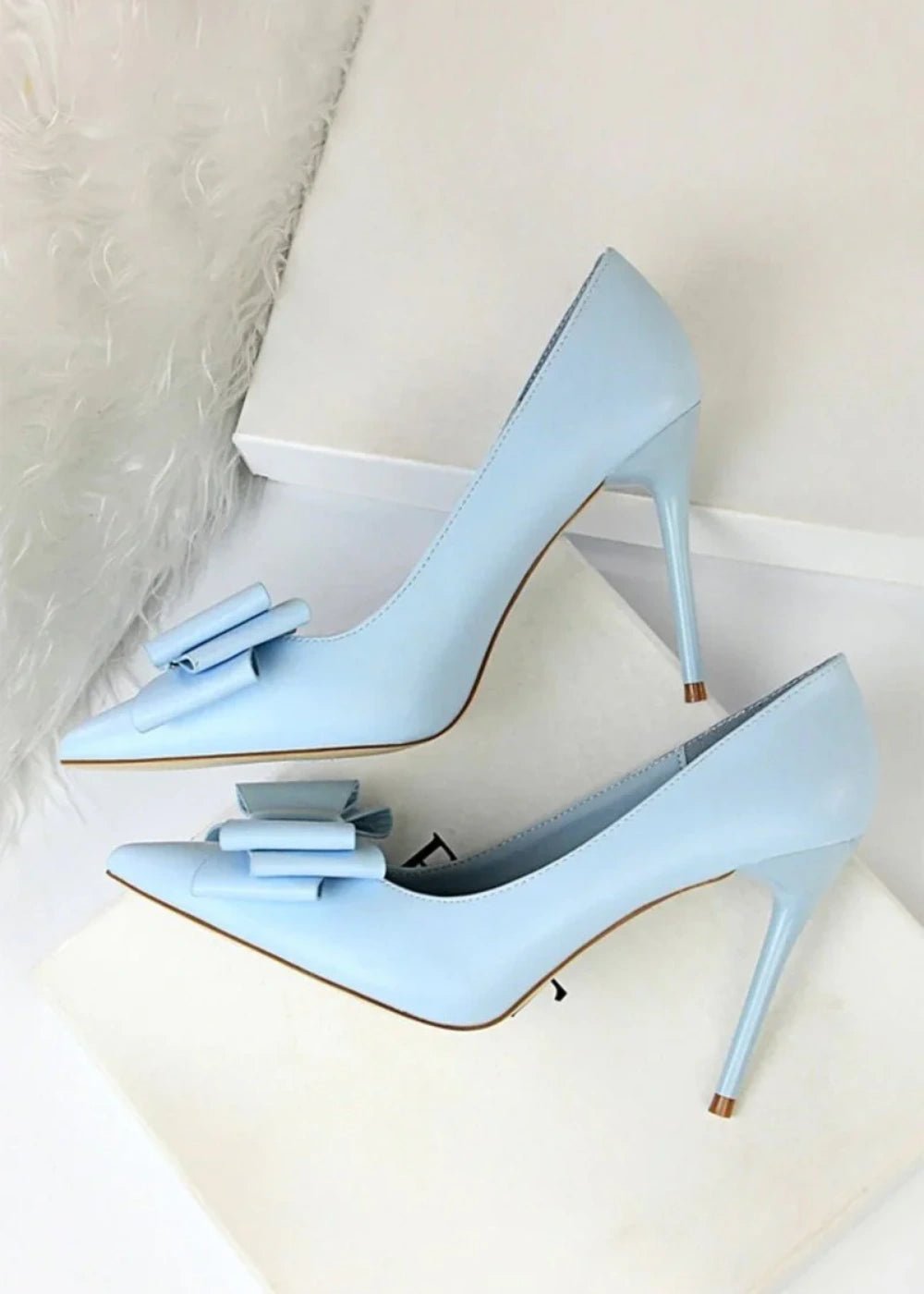 Elevate Your Style with Pointy Toe Light Blue and Pink High Heels with Bow – Chic Pump Heels for Every Occasion - Light Blue - PromDressClub