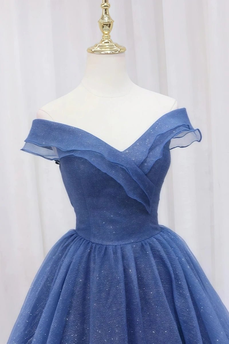 Eliana | Exquisite Off the Shoulder Glitter Navy Blue Quinceanera Dresses for Unforgettable Moments - Navy Blue - PromDressClub