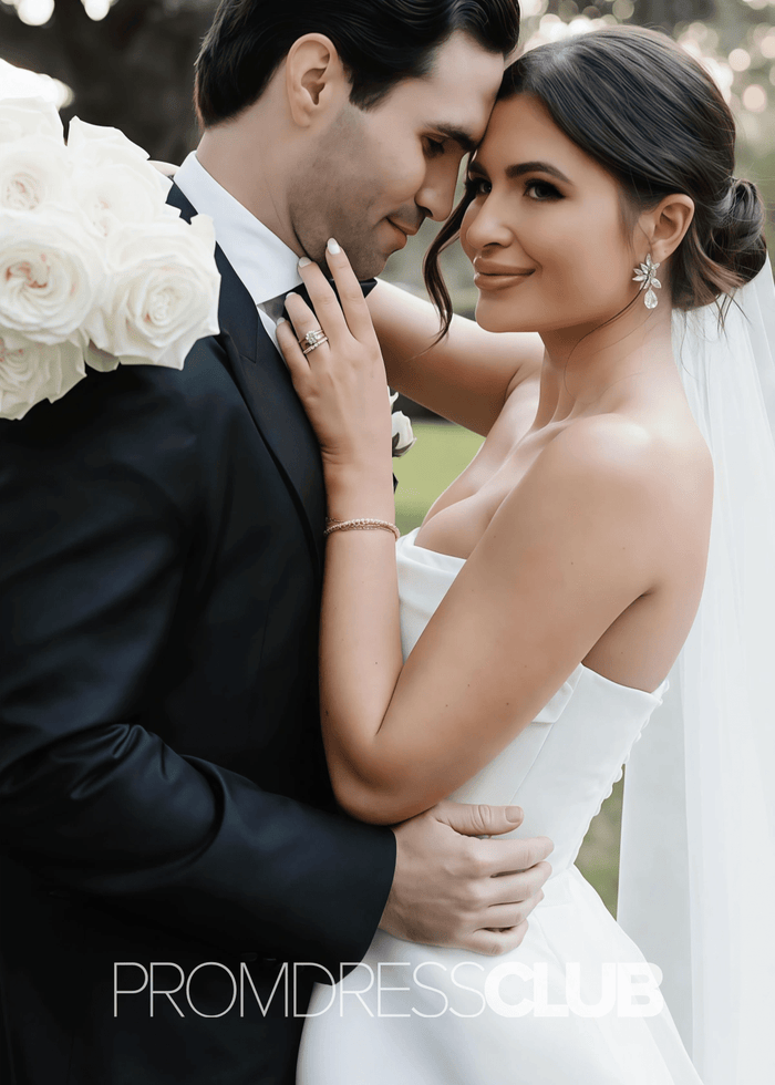 Ella |Beach White Simple Wedding Dresses Mermaid Strapless Satin with Slit - White - PromDressClub