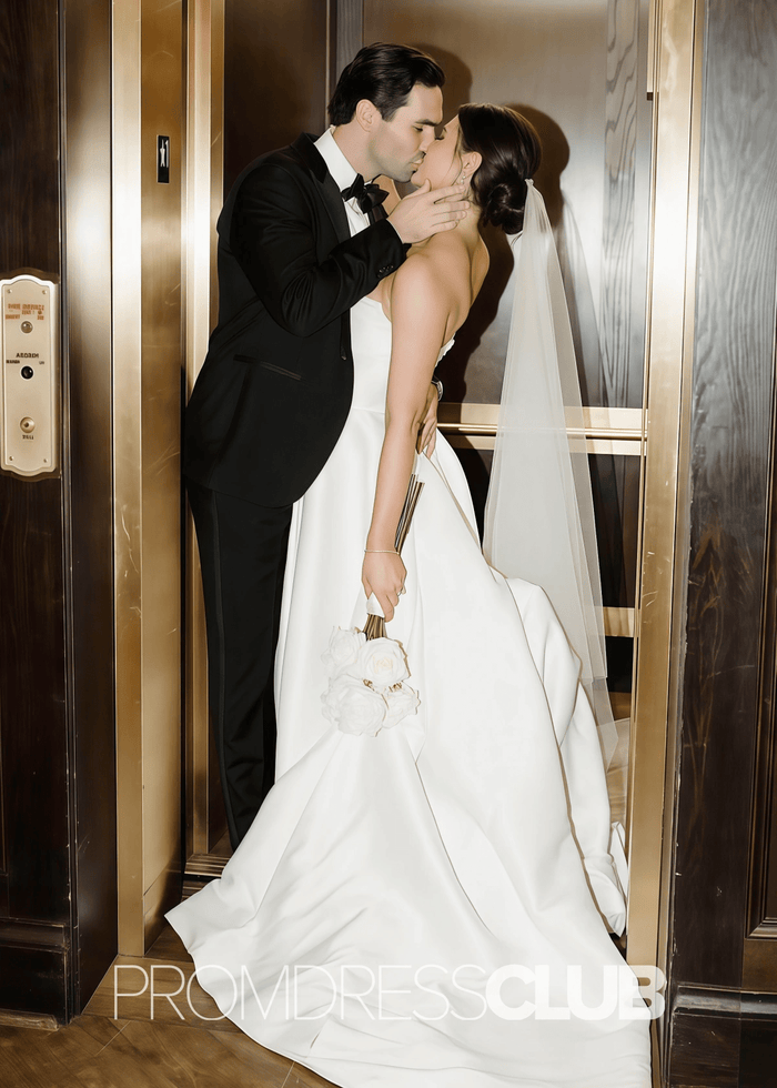 Ella |Beach White Simple Wedding Dresses Mermaid Strapless Satin with Slit - White - PromDressClub