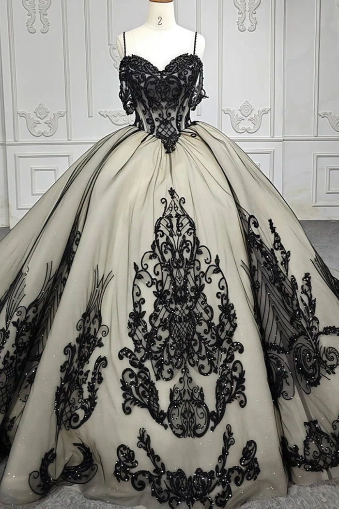 Emilia | Elegant Black Lace Beaded Quinceanera Dresses for Stunning Appearance - Black - PromDressClub