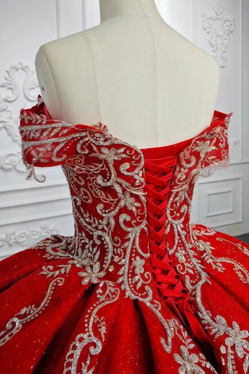 Ethel | Gorgeous Glitter Red Beaded Quinceanera Dresses for Memorable Events - Red - PromDressClub