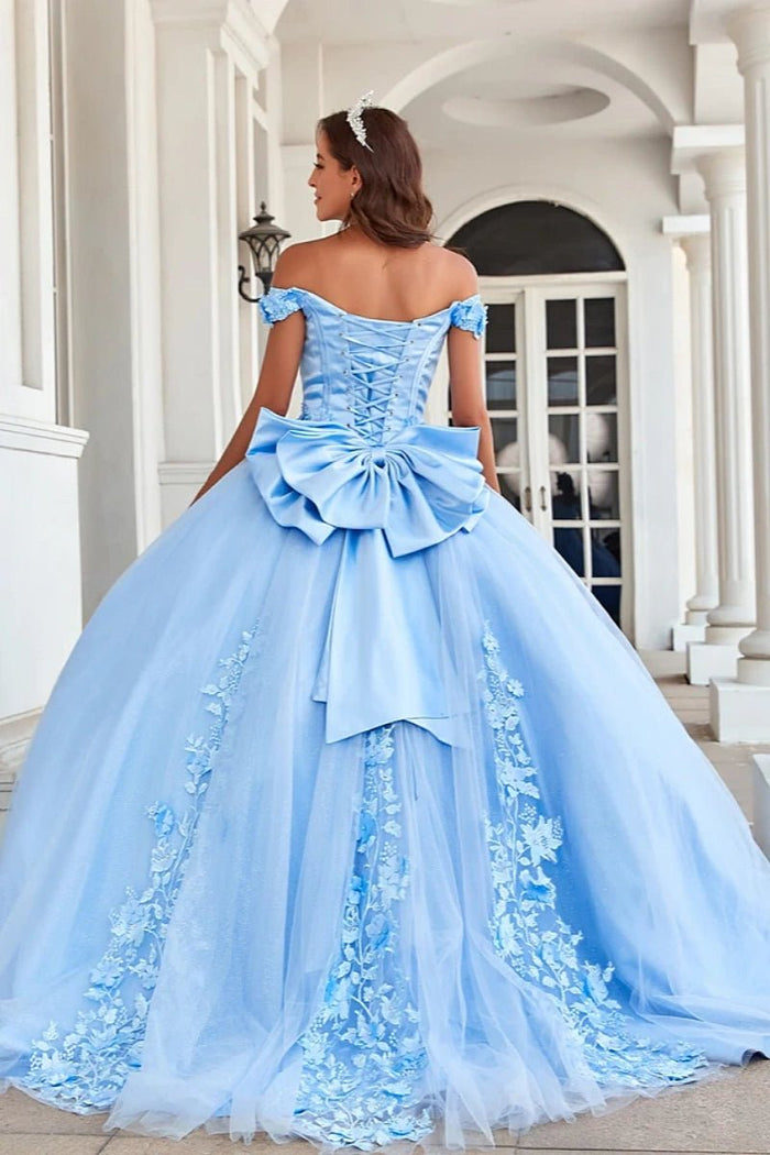Eva | Stunning Light Blue Quinceanera Flower Dresses for Unforgettable Events - Light Blue - PromDressClub