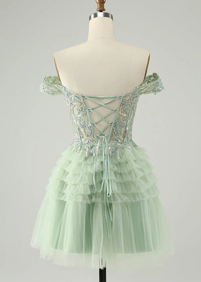 Evariste | Be the Star: Elegant Green Homecoming Dress for Unforgettable Prom - Light Green - PromDressClub