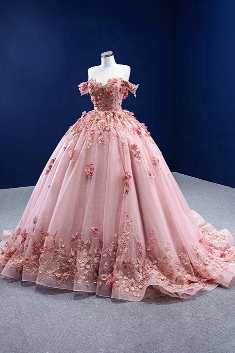 Faith | Stunning Light Pink Corset 3D Flower Quinceanera Dresses for Memorable Events - Light Pink - PromDressClub