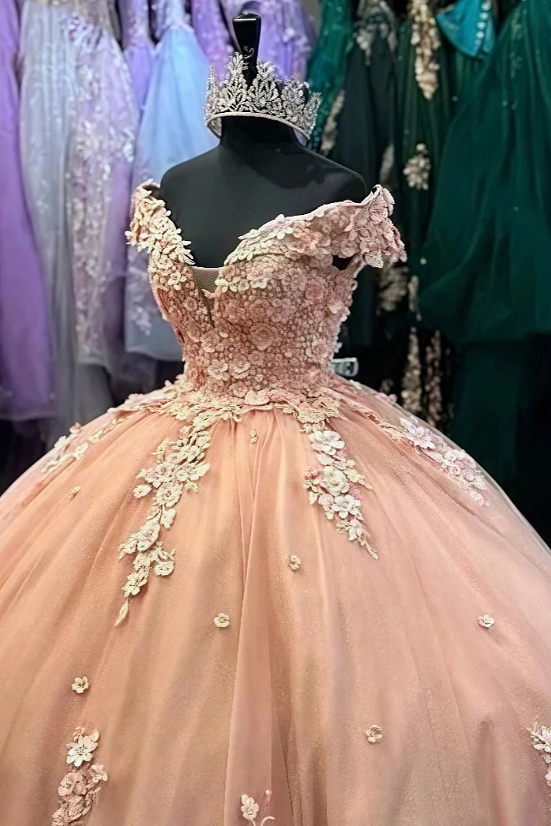 Fiona | Stunning Pink Flower Quinceanera Dresses: 15 Sweet Dresses for Memorable Events - Pink - PromDressClub