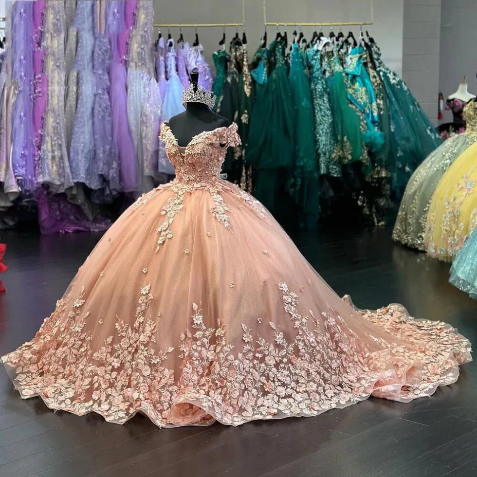 Fiona | Stunning Pink Flower Quinceanera Dresses: 15 Sweet Dresses for Memorable Events - Pink - PromDressClub
