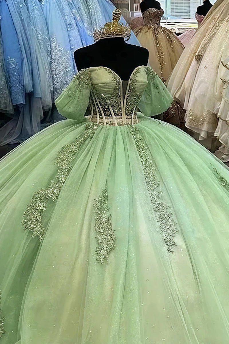 Freya | Gorgeous Sage Green Corset Quinceanera Dresses for Sweet 16 Party - Sage - PromDressClub