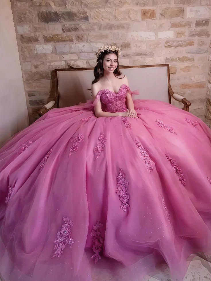 Gabrielle | Stunning Hot Pink Corset Quinceanera Dresses for Sweet 16 Party - Hot Pink - PromDressClub