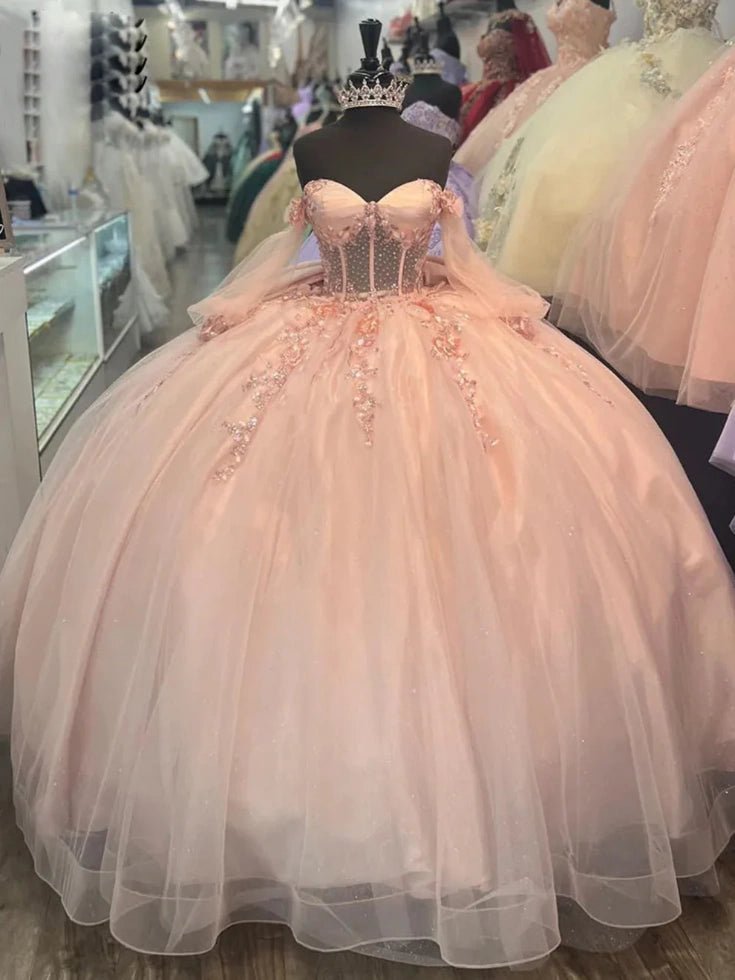 Gail | Stunning Light Pink Quinceanera Dress with Bow - Ideal for Sweet 16 Parties - Light Pink - PromDressClub