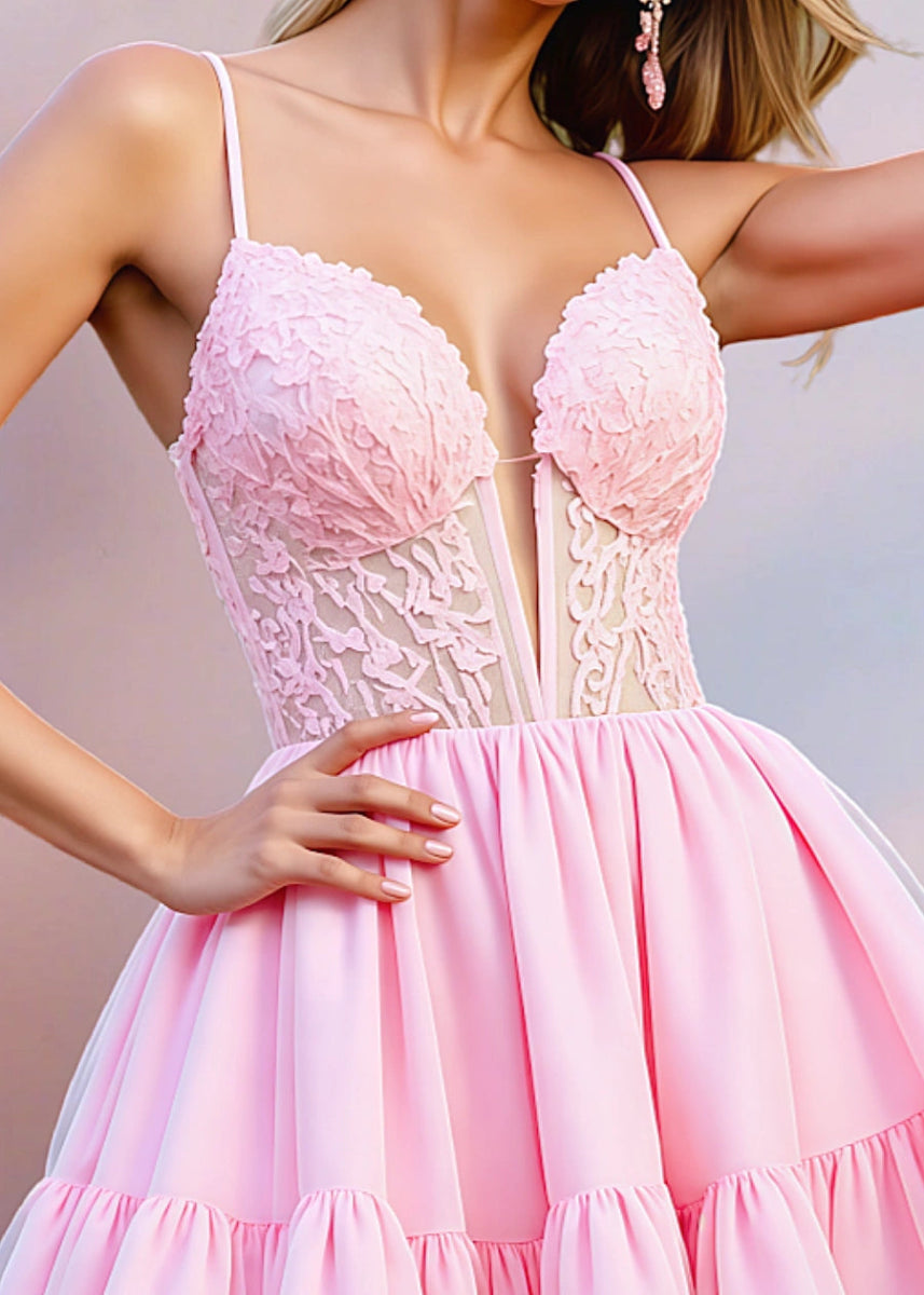 Gerbertina | Pink Homecoming Dress - Flattering Corset & A - Line Prom Dress Magic - Light Pink - PromDressClub