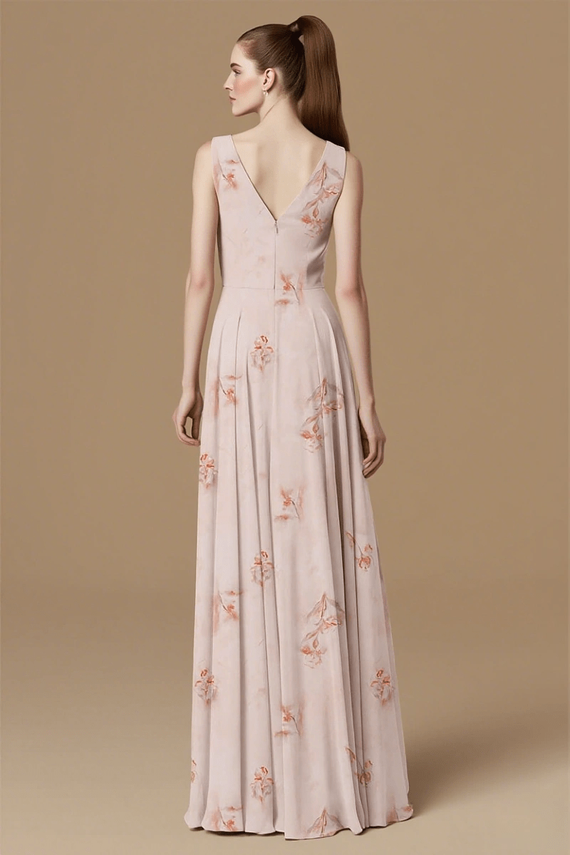 Gorgeous Light Pink Floral Bridesmaid Dress for Weddings Flowy Timeless Charm - Pink Floral - PromDressClub