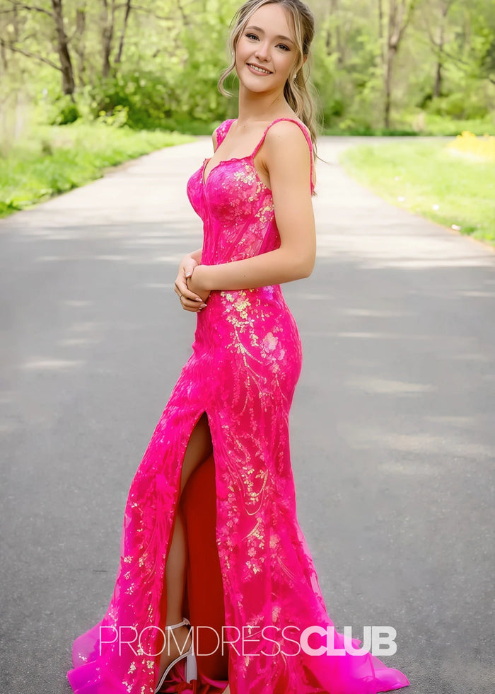 Hazel |Long Black Prom Dresses Near Me With Sequins Mermaid Off the Shoulder Split - Price #price_variant_lowest# - Fuchsia - PromDressClub