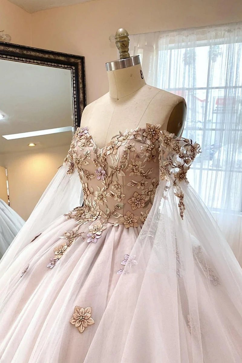 Helena | Gorgeous Long Sleeve Champagne Quince Dresses for Memorable Celebrations - Champagne - PromDressClub