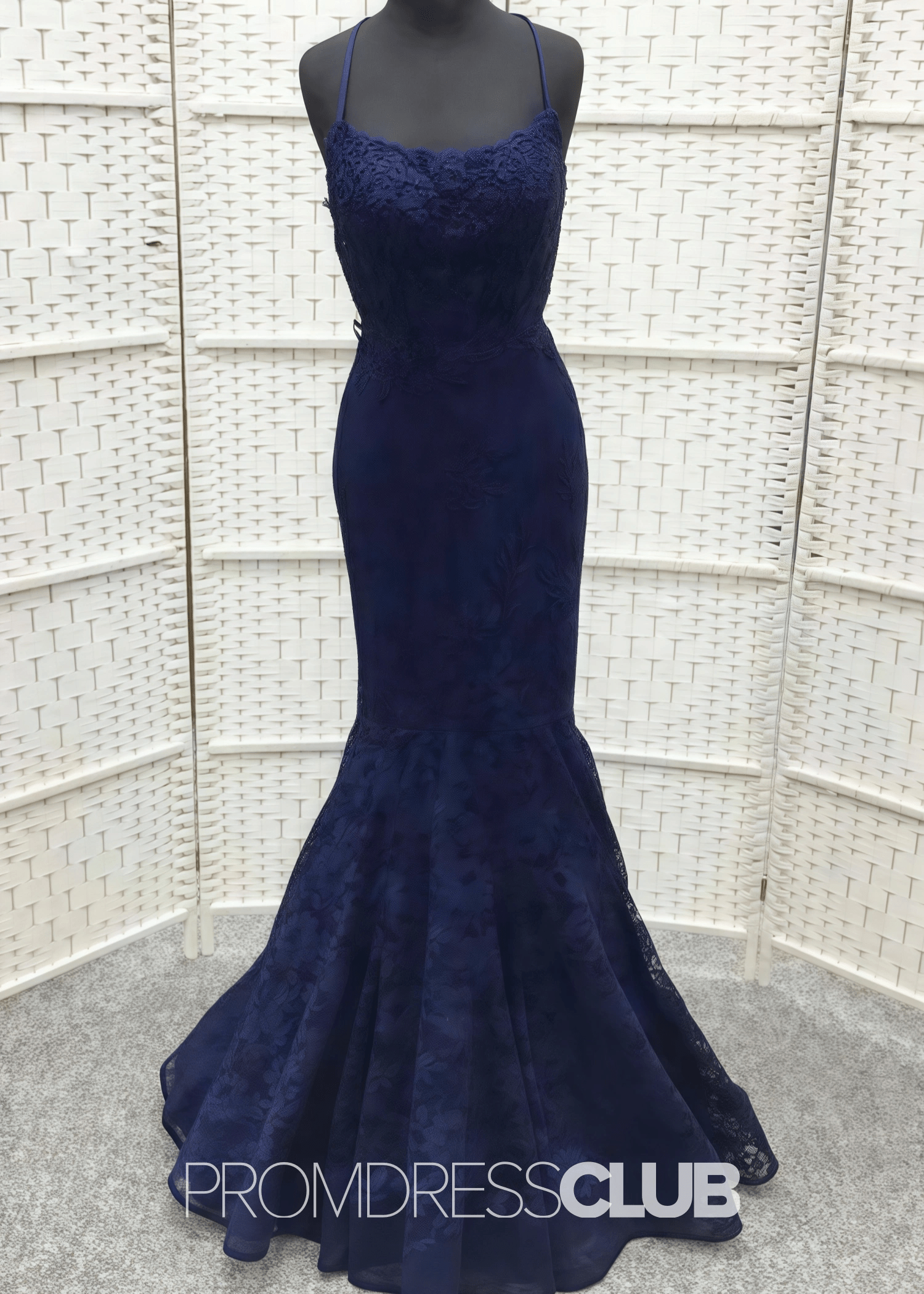 Ida |Long Navy Blue Prom Dresses Store With Backless Strapless Mermaid Lace - Navy Blue - US0 - PromDressClub