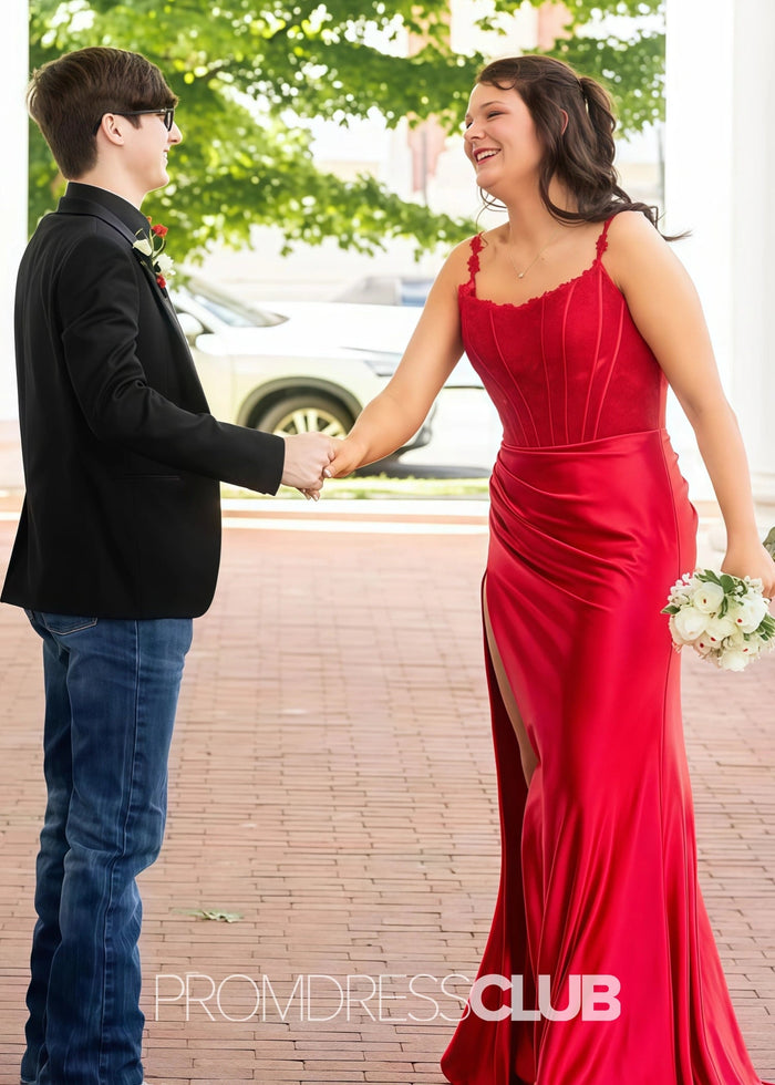 Iris |Long Green Prom Dresses Stores With Mermaid Strepless Lace Side Slit - Price #price_variant_lowest# - Red - PromDressClub