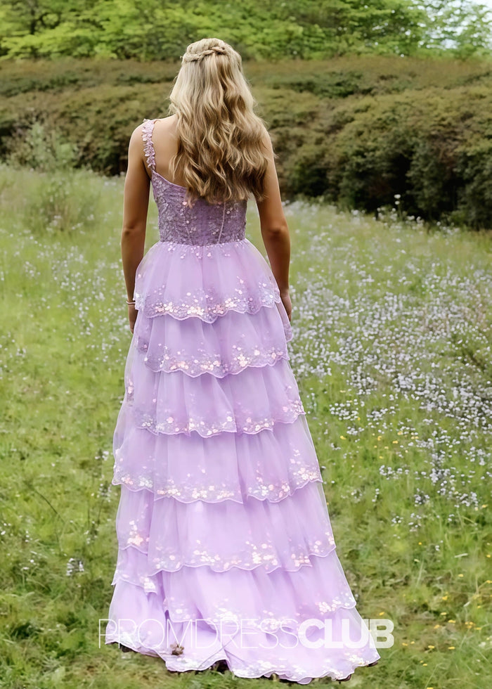 Irma |Lilac Long Prom Dresses Near Me With A Line Sweetheart Open Back High Low Layered - Price #price_variant_lowest# - Lilac - PromDressClub