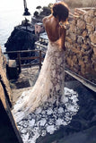 Isabel | Exquisite Mermaid Backless White Lace Wedding Dress with Sweep Train - White - PROMDRESS Club