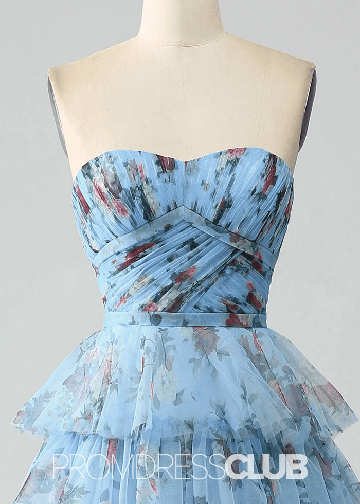 Jane | A Line Lavender Floral Long Prom Dress with Ruffles - Price #price_variant_lowest# - Blue Floral - PromDressClub