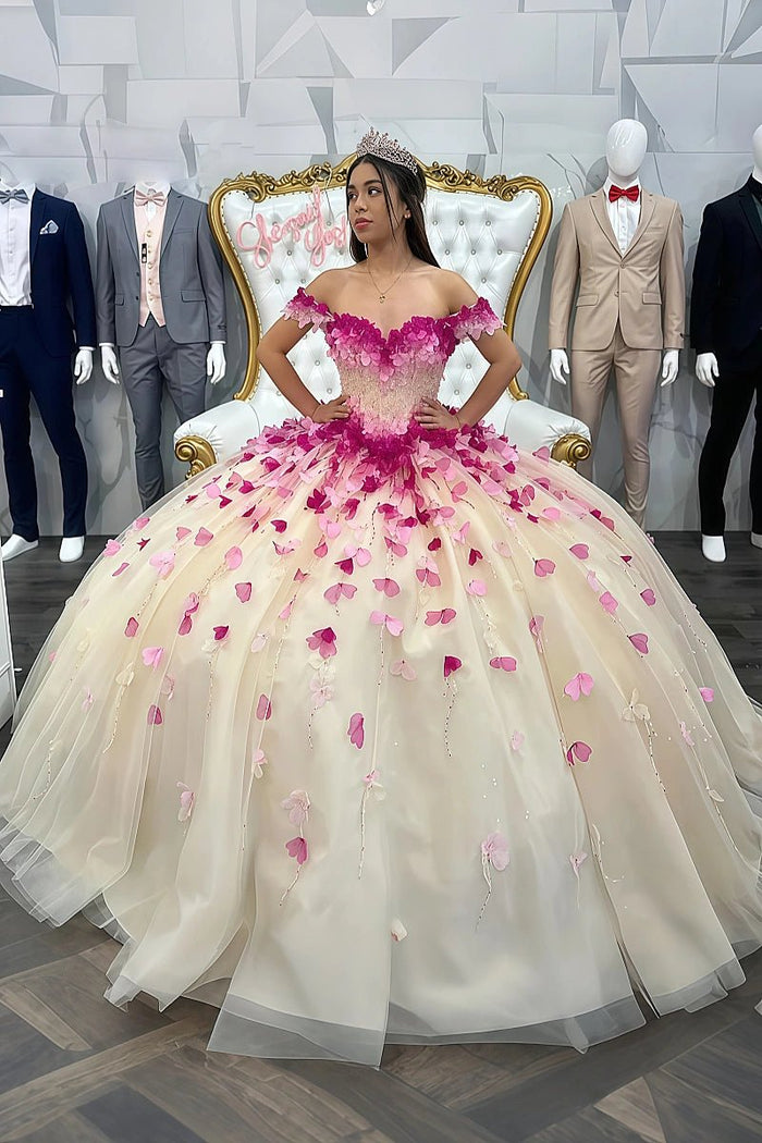 Janet | Stunning Pink and Champagne Quinceanera Dresses for Unforgettable Moments - Champagne - PromDressClub